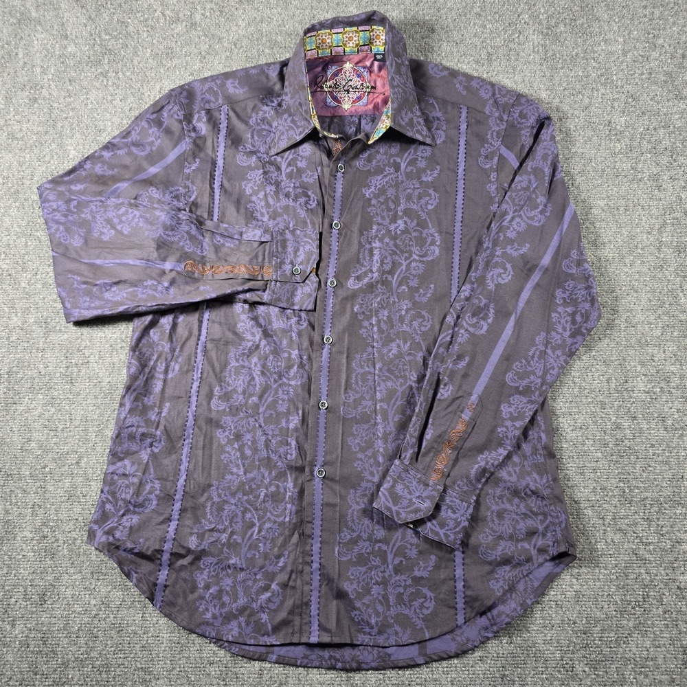 Robert Graham Men's Purple Paisley Jacquard Button Up Shirt Size M Modern Fit